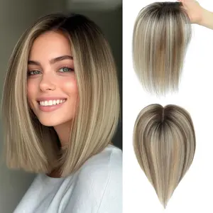 10inch Hair Toppers for Women,Top Hairpieces 100% Remy Human Hair no Bangs,120% Density Swiss Base Clip In Topper 7x10CM 10inch Hair Toppers for Women Real Human Hair,Remy Human with Thinning Upgrade Middle Part Clip in Topper Hair Pieces for Women Daily