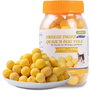 Freeze Dried Quail Egg Yolk Cat & Dog Treats - Single Ingredient Pet Snack Grain-Free, with Lecithin for Healthy Skin & Coat (7oz)