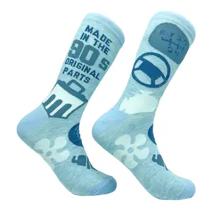 Men's Made In The 90s Socks Funny Car Parts Mechanic Footwear Funny Graphic Socks Comfortable Fitted Spandex Cotton