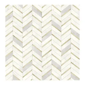 NextWall Chevron Marble Tile Peel and Stick Wallpaper Roll