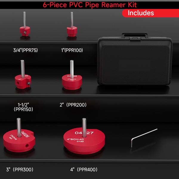 Areyourshop Mechanical Cutting Tool Set - Professional Plastic Pipe Reamer Kit for 1/2" Drills, High-Precision Alloy Cutters for PVC CPVC ABS Pipes Includes Sturdy Case