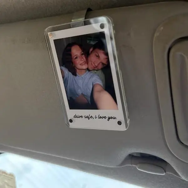 2Pcs Personalized Photo Car Visor Clip – Custom Polaroid Picture Frame – Sun Visor Decoration for Couples Loved Ones – Perfect Gift for All Holidays,Personalized Sun Visor Accessory – Perfect Holiday Gift for Couples Family Members Transparent Decorative