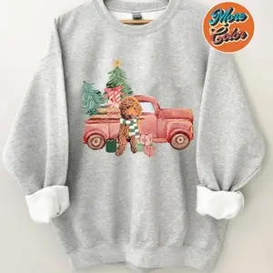 Truck Goldendoodle Sweatshirt, Christmas Golden Doodle Gifts Sweatshirt, Gift for Men, Gift for Women, Crew Neck Sweatshirt