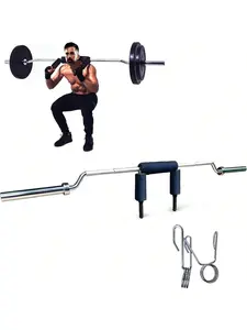 Gaomon Safety Squat Bar - 2-Inch Sleeve Steel Olympic Barbell with 2 Barbell Clips, Removable Handles, Comfortable Neck Pad, Anti-Slip Grip, Curved Shape, 700Lb Capacity, Ideal for Glutes Workout, Leg Training, Muscle Exercise Equipment
