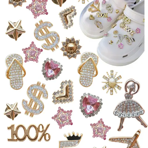 25 Piece DIY Gemstone Theme Shoe Decor Set, Jewel Embellishments, Abs Fashion Shoe Pins, Shoe Decoration Charms, Decorative Shoe Accessories, Suitable for Sandals, Garden Shoes, Bags, Tea Party Decoration