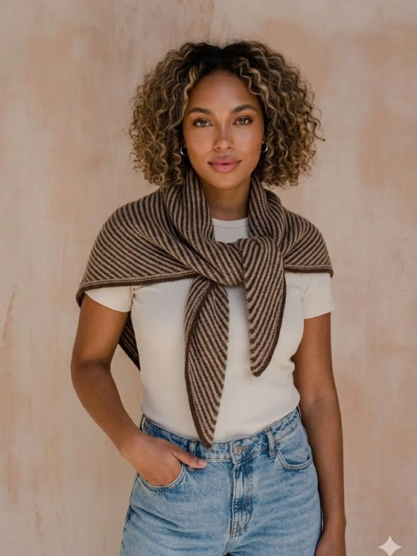 Lightweight & Airy Triangle Scarf/shawl, so Soft & Cozy, Perfect for Everyday & Date Nights, Striped Pattern, Multi-Colors Available
