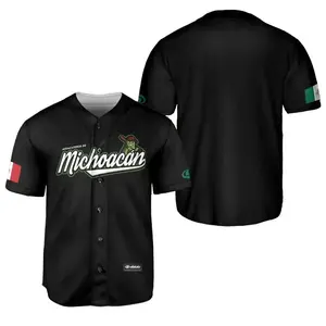 Michoacán Baseball Jersey, Mexico Jersey for Men Women, All-Over Print Baseball Jersey, Mexico Baseball Shirt, Hiphop Jersey Sports Top Fitness Top