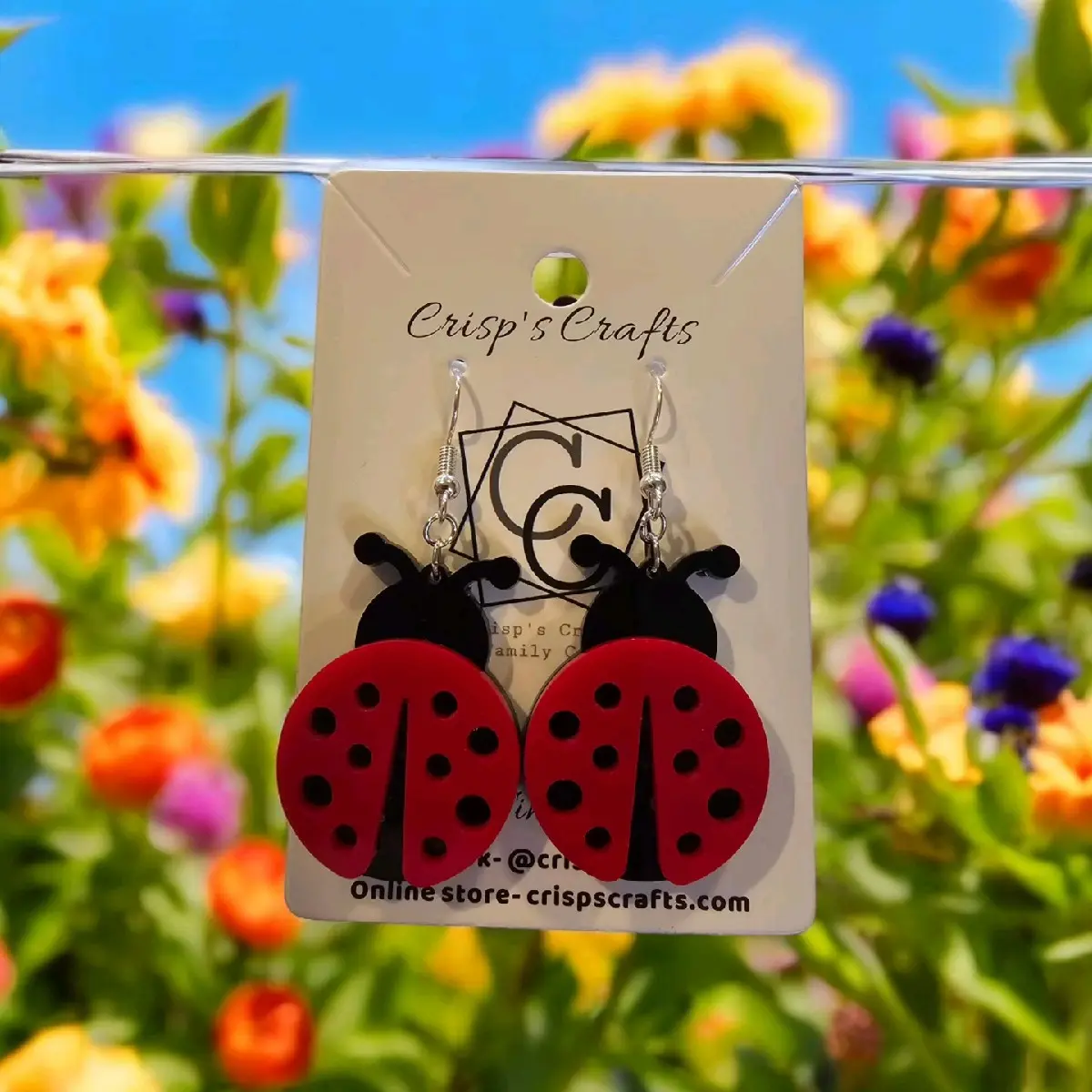 Handmade Wood & Acrylic Ladybug Earrings
