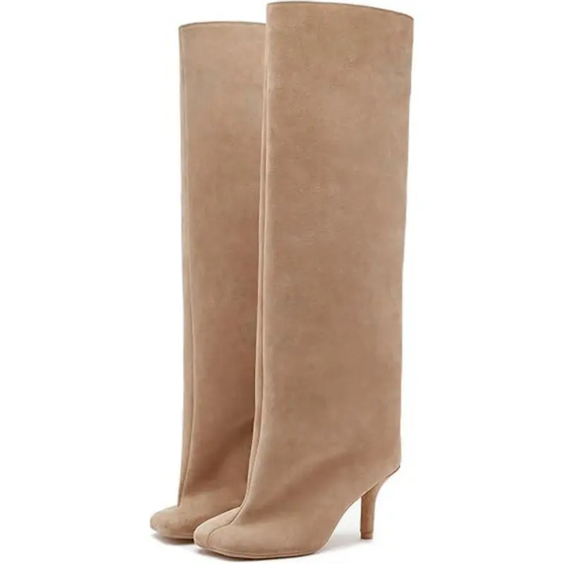 Women's Multi-Color Suede Knit Knee-High Stiletto Boots Fall Winter Trendy High Heel Footwear Slim Fit Chic Shaft Boots Daily Party Street Style Fashion Boots Walking Shoes Walking Shoes