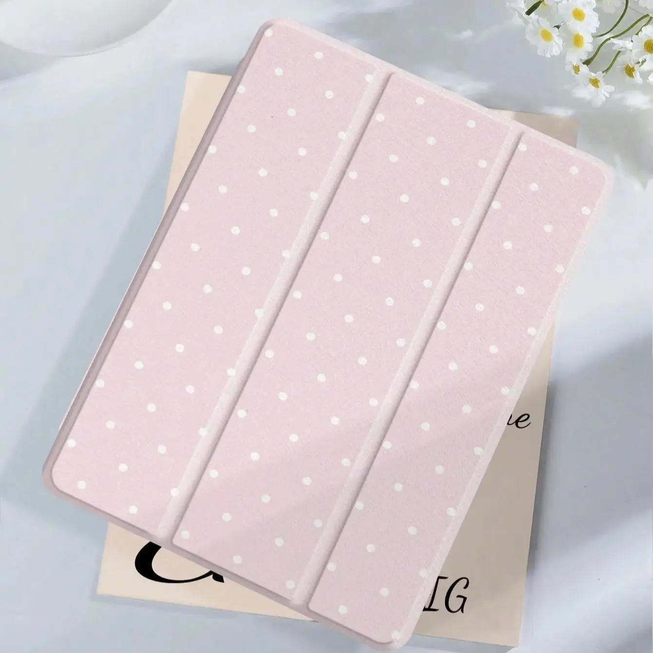 Luxury Slim Fit Protective Foldable Polka Dot iPad Case - Tablet Accessories with Shockproof, Anti-Yellowing, Bend-Resistant Design, Pen Slot, Smart Sleep Feature, Fits iPad 10/9/8/7, Air 10.9/11 in, Tpu Cover, Thermoplastic Polyurethane