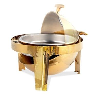 [FLASH SALE | ROVSUN ] 6 QT Roll Top Round Gold Chafing Dish Buffet Set with Visible Window