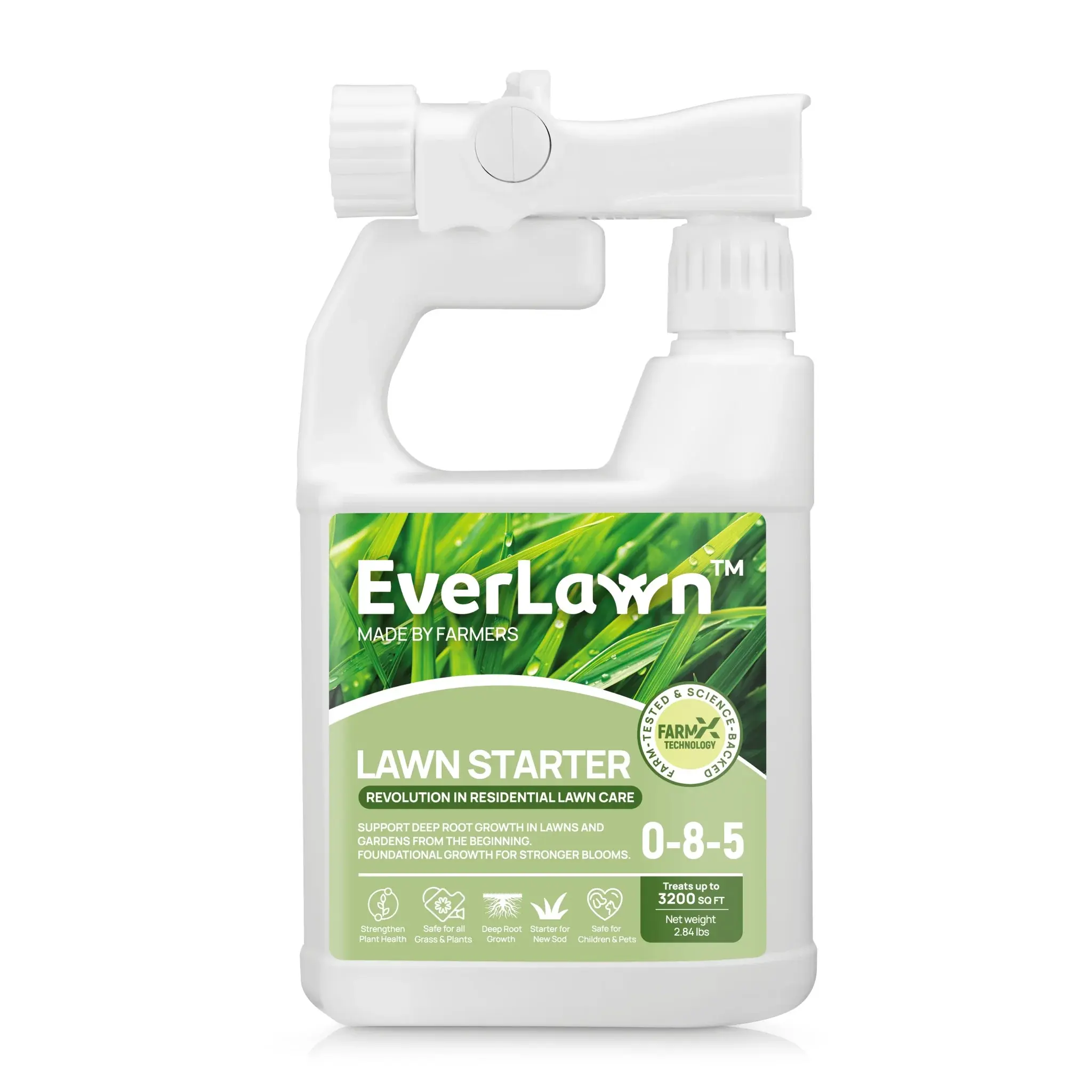 Everlawn Lawn Starter 0-8-5 Liquid Fertilizer: Build Strong Roots from the Start – For Strong Root Growth & Bloom Production – Ideal for Sod, Vegetables, Flowers & Fruit – 32 oz