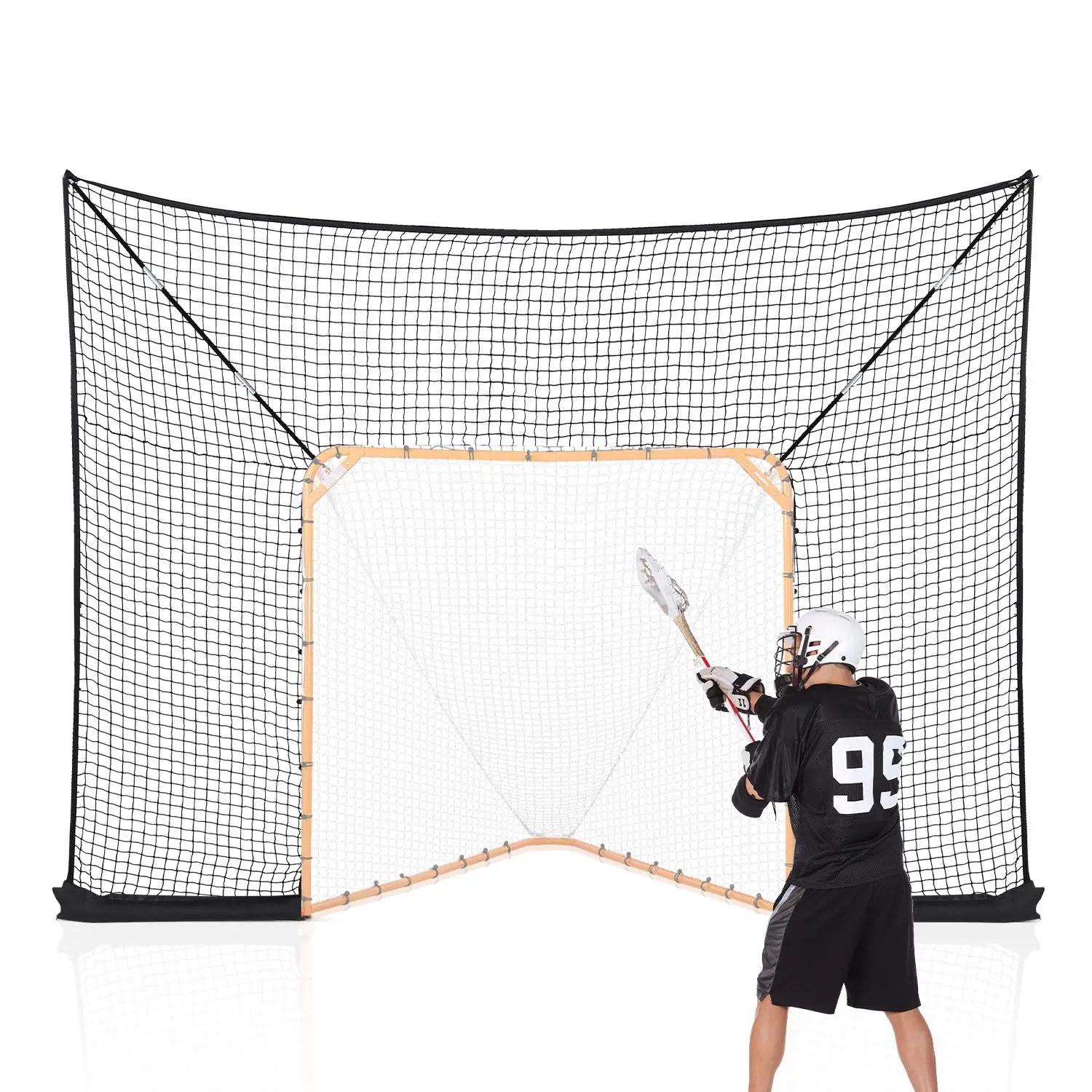 【SummerFinds】VEVOR Hockey and Lacrosse Goal Backstop, 12x9 ft Lacrosse Net with Extended Coverage, Quick Easy Setup Complete Accessories Training Net, Backyard Lacrosse Equipment, for Youth Adult (NET ONLY)