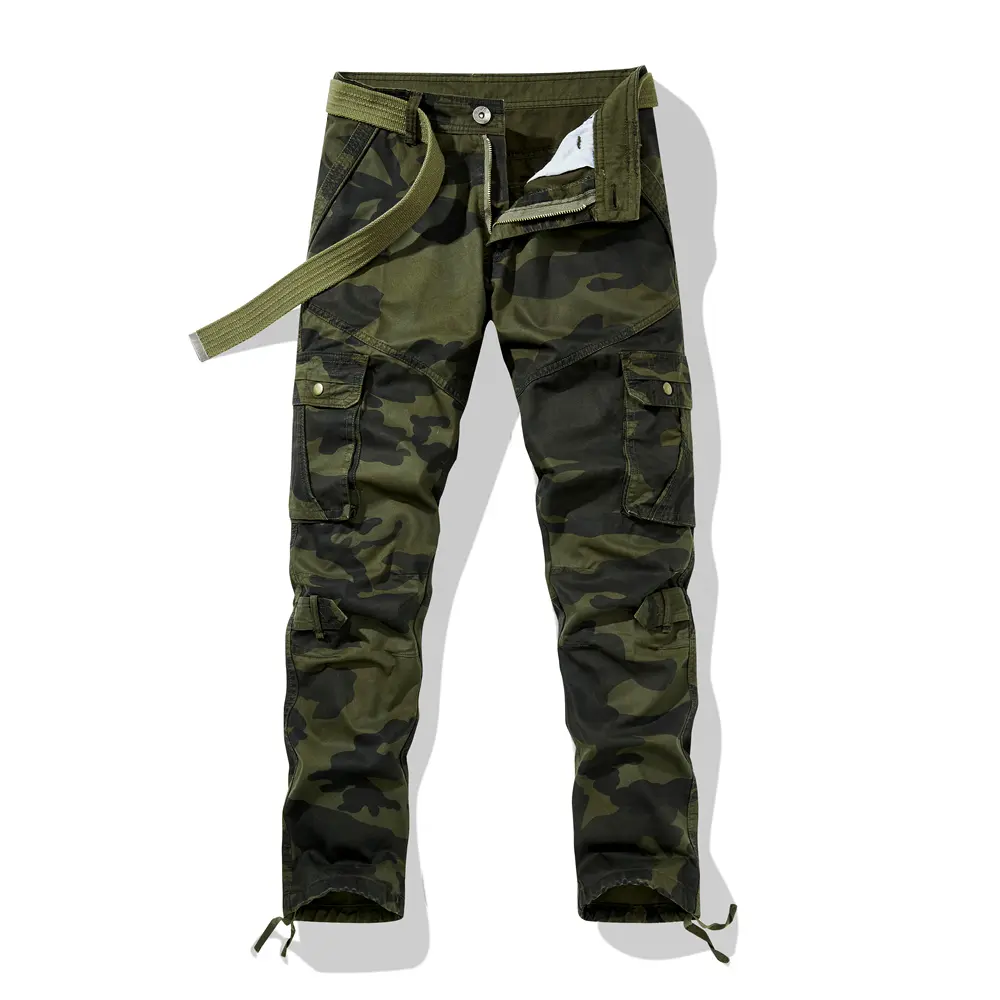 Men’s High Waist Camo Cotton Pants - Straight Leg Loose Plus Size, Winter Casual Cargo Trousers Camouflage Printed Pocket pantalones para hombre pants for men cargo pants for men