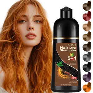 Orange Hair Dye Shampoo, 5-in-1 Herbal Formula for Men & Women, Covers Gray Hair in 10-15 Minutes, Natural Color Depositing Conditioner & Shampoo, Long-Lasting Semi-Permanent Hair Color, Champú Para Canas / Shampoo Tinte Para El Cabello, Paraben-Free & Hy