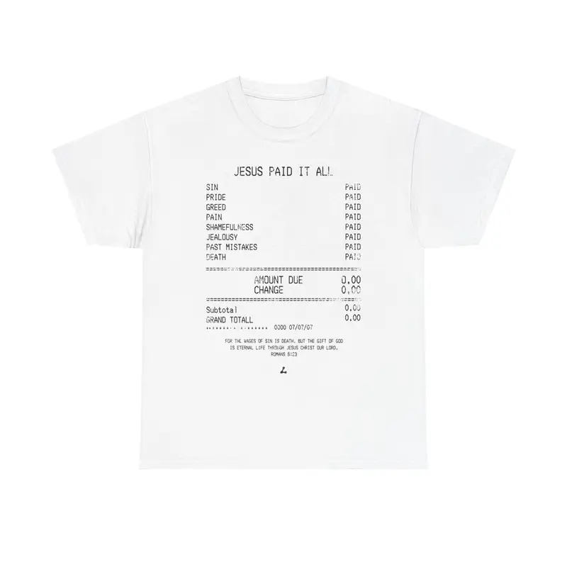 JESUS PAID IT ALL TEE - Distressed, Tshirt, Unisex, Casual Cotton T-Shirt, Classic, Smooth
