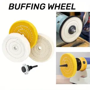 3Pieces Buffing Pads Cotton Buffing Wheel 4 Inch Mirror Polishing Wheel Set Cleaning 1/2 Inch Arbor Hole For Bench Grinder, Buffing Polishing Wheels