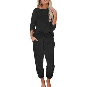 Ekouaer Womens  Set Long Sleeve Loungewear Soft Lounge Set Joggers with Pockets  casual pajamas Crew Neck Womenswear Nightwear