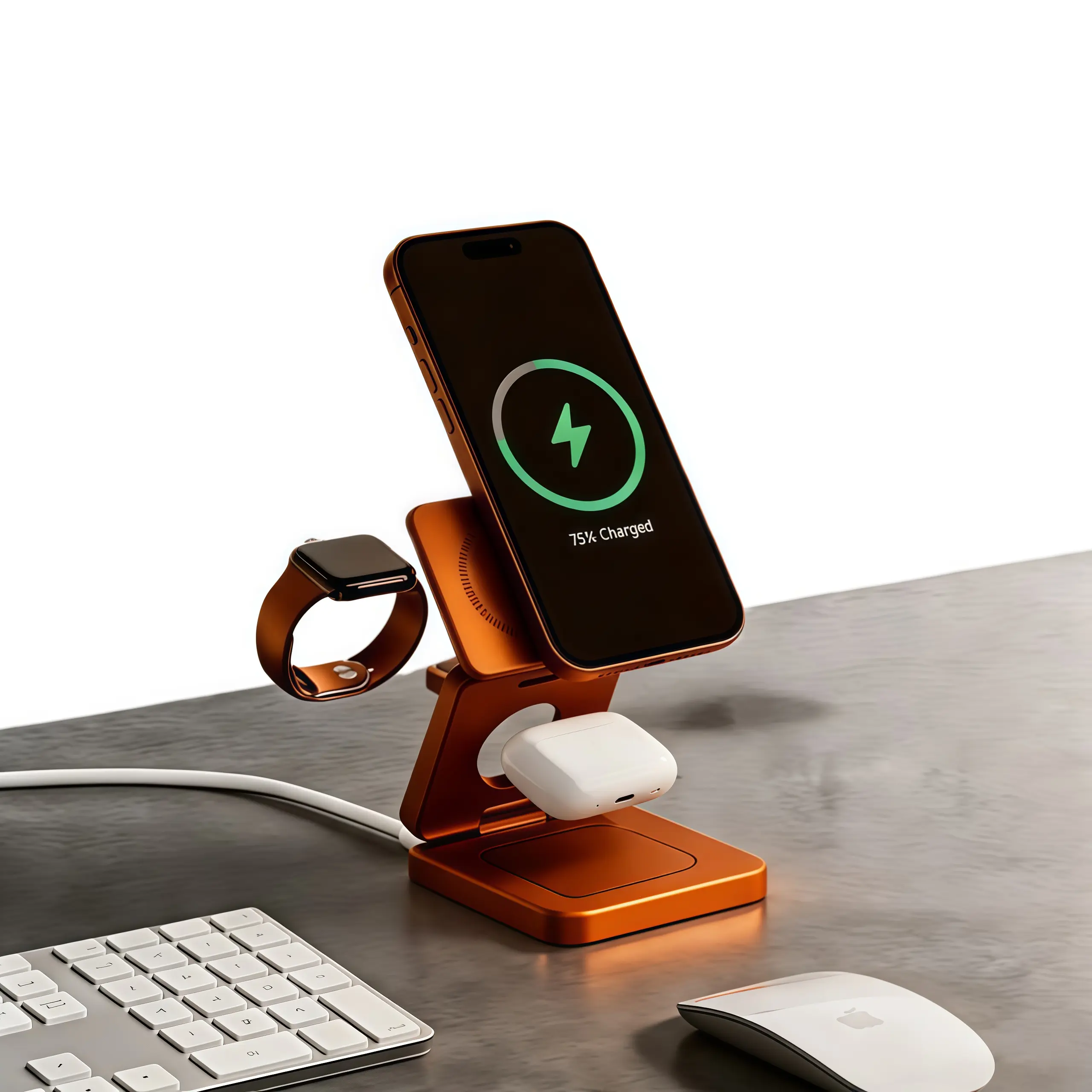【Buy 1 Get a Gift】Qi2 25W Foldable 3-in-1 Magnetic Wireless Charging Stand, Fast Charging Station for iPhone 17/16, AirPods, Apple Watch, Smartphone, Mobile Device, Travel-Friendly Portable Cellphone Adapter