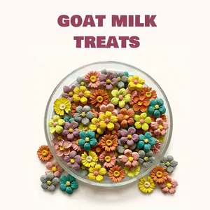 Benji & Louie Milky Blossom Bites  Goat Milk Treats for Dogs & Cats with Real Chicken & Fruit + Veggie Powder, Flower Shaped Crunchy Snacks, 30 Count