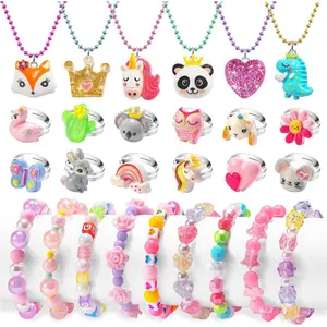 L-QE004  Toddler Girls Jewelry for 3 Year Old, Kids Play Jewelry Set for Little Girl Age 4-6, Children Dress Up Necklaces Childs Rings Bracelets for Toddlers Princess Ages 3+ 3-5 4 5 6 7 Years