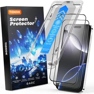 TIDEOK 2 Pack Privacy Screen Protector for iPhone - 10X Shockproof, Anti-Fingerprint, Dust-Free, Bubble-Free, 9h Hardness, Full-screen coverage