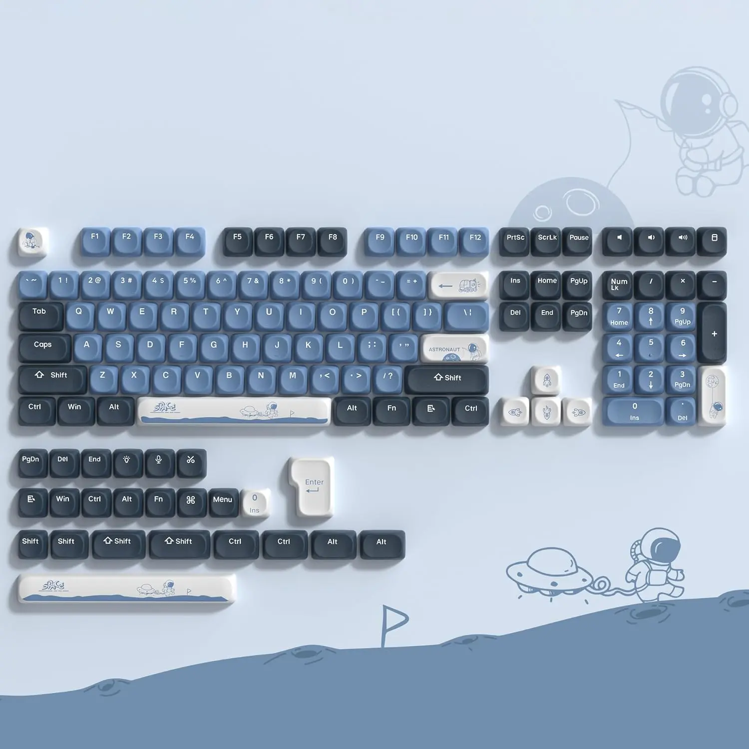 Womier Pinkheart Ergonomic PBT Dye-Sublimation Keycap Set, 132-Keys Mushroom-Shaped MOA Profile Full-Keycaps - Waterproof, Wear-Resistant, Long-Lasting for 100/75/65/60% MX Switch Mechanical Keyboards (Qishi-136 Keys Compatible)