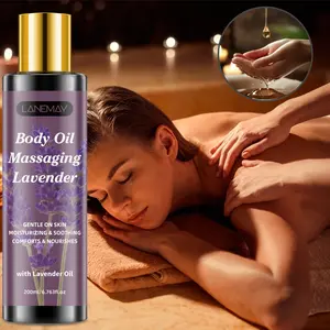 200ml Lavender Massage Body Oil - Blend of Almond, Grapeseed & Lavender Oil | Gentle Moisturizing for All Skin Types | Perfect After Workout & Tiring Days