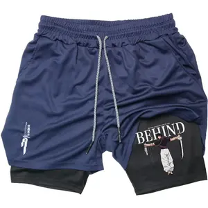 Anime Shorts Performance Shorts Toji Printed Men GYM Casual Sports Shorts Workout Running Mesh 2 In 1 Sport Short Pants