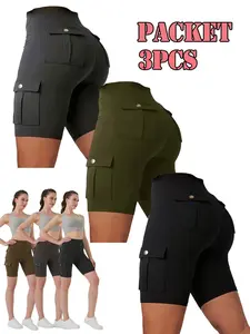 Women's Sport Shorts, High Waist Butt Lifter, Quick Dry Slim Fit, Elastic Outdoor Running Shorts, Multi-Pocket, Casual Style, Athletic Training Shorts