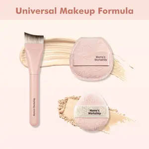 Momo's Workshop Rosy Reverie Trio Set - Rose Edition, Makeup Brush and Sponge Set, 3-Piece Kit for Foundation and Powder & Fish Tail Brush, Flat Blending Sponge & Velour Powder Puff for a Flawless Finish, Travel & Gift Friendly