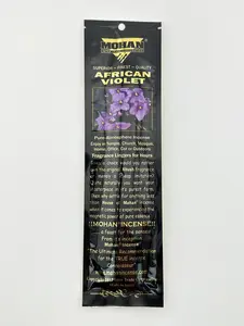 House of Mohan African Violet Scented Incense Sticks - 5 Packs (50 Total), Hand Rolled, Aroma Incense for Tranquility, Floral Fragrance Chill Out Compact Portable Packaged Assortment Home Care Supply, Chill Out Incense