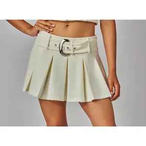 Mini belted pleated skort