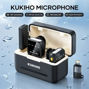 KUKIHO Wireless Lavalier Microphone for iPhone iPad Android With Charging Case Audio Smartphone Audio Smartphone