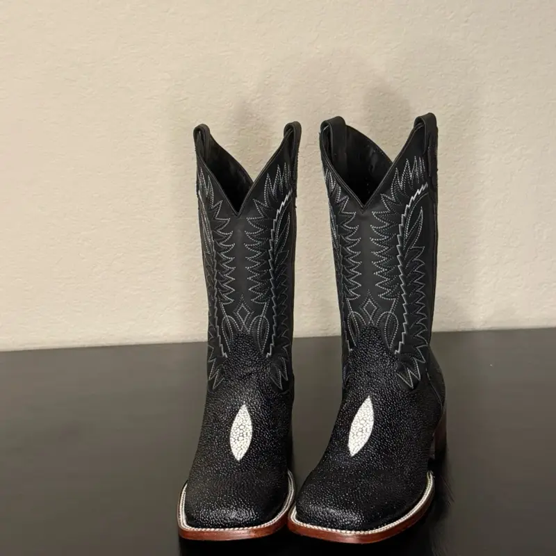 100% Handcrafted Leather- Stingray-Square Toe- Men’s