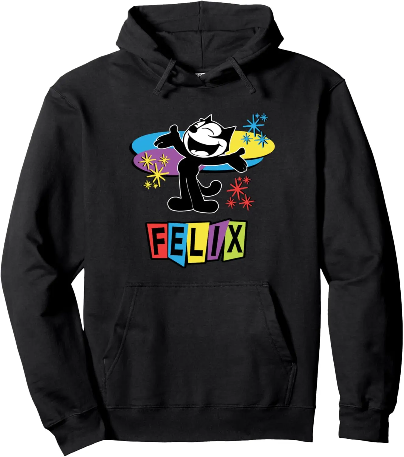 Felix Cat Comics Retro Futurist TV in Joyful Happy Design Pullover Hoodie