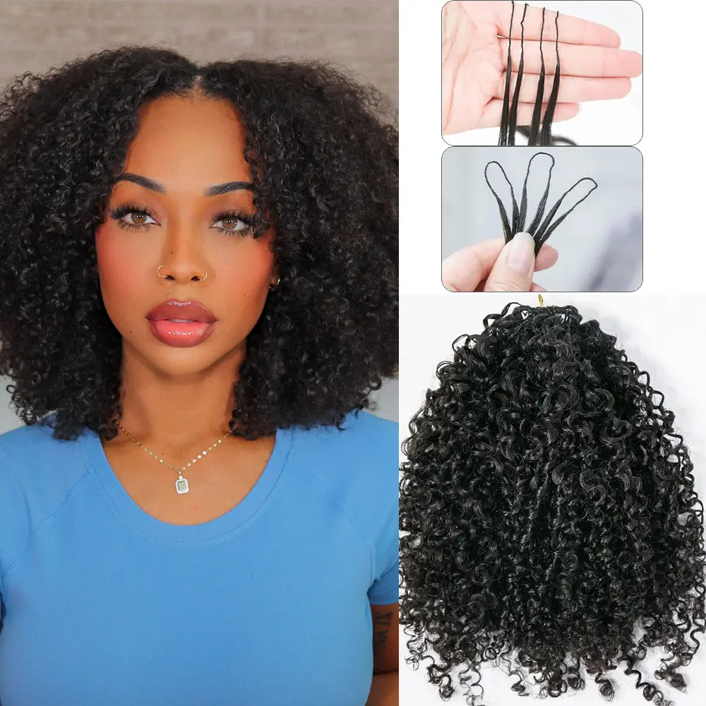 YWIGS Multi-Textured Kinky Curly Crochet Human Hair Extensions Knotless Pre-Separated 60g / Bundle - Time-Saving, 50 Strands per Bundle, 4 to 5 Bundles Recommended for a Full Head #backtoschool #backtoschoolshopping #sohochic