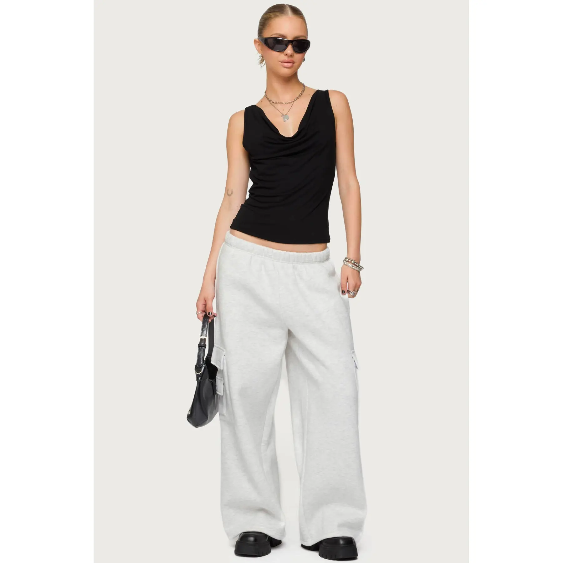 Petite Wide Leg Cargo Sweatpants Petite Wide Leg Cargo Sweatpants