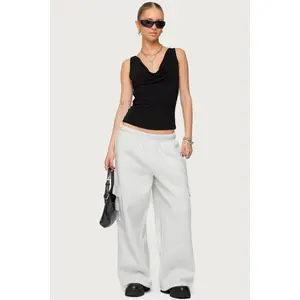 Petite Wide Leg Cargo Sweatpants
