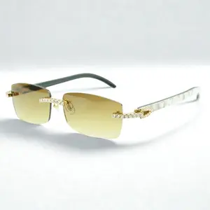 Iced Out White Buffs Brown Lens Iced Out White Buffs Brown Lens
