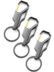 3-Piece Metal Gloss Alloy Keychain Set, Unisex Simple Versatile Car Key Holder, Perfect Gift with Elegant Box Packaging, Multiple Colors Available