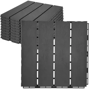 9 count Plastic Interlocking Deck Tiles, 11.6" x 11.6" Patio Flooring Outdoor   Weather Use, Decking Tiles for Backyard Balcony Porch Garden