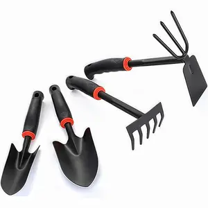 4-Piece Garden Tool Set, Rust-Resistant Iron with Ergonomic Rubber Grips, Essential Kit for Home Gardeners, for Effortless Digging, Weeding and Planting