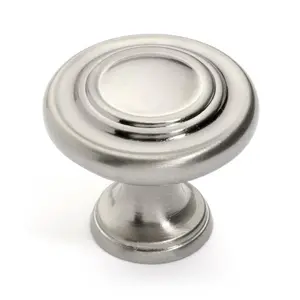Dynasty Hardware  Super Saver Ring Cabinet Knob- Satin Nickel, Round Shape, Long Screw