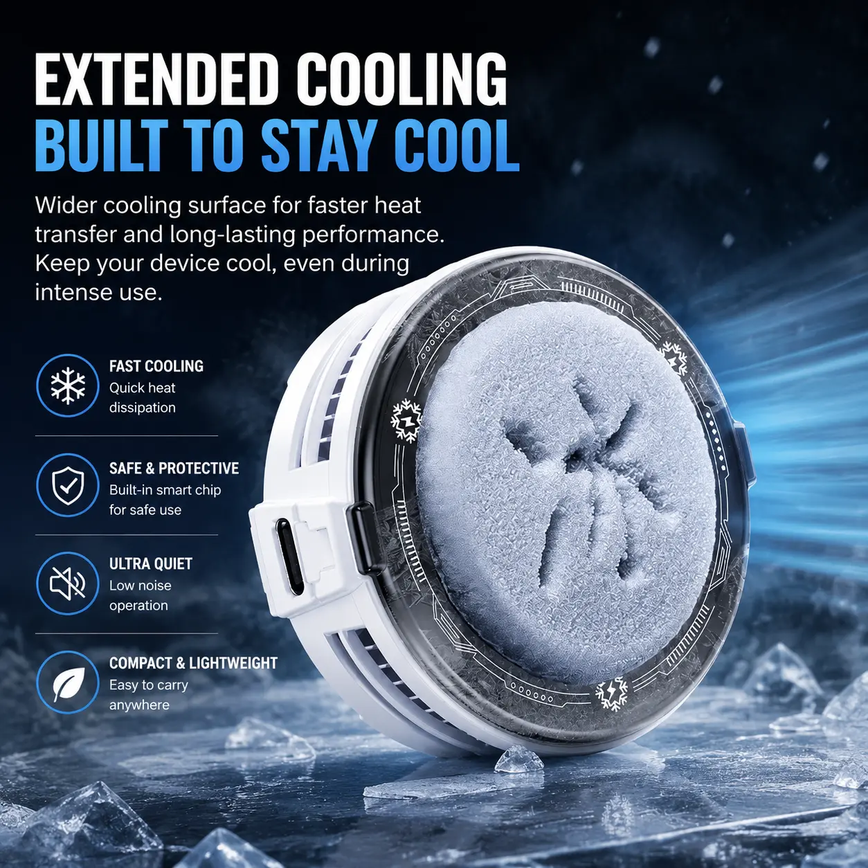 Portable Phone Semiconductor Cooling Fan, Extra Wide Cooling Plate Magnetic Phone Cooler, Long Last Low Temperature Heat Dissipation Radiator for Gaming, Streaming & Video Recording,No More Frame Drops!Ultra Fast Cooling Magnetic Phone Radiator