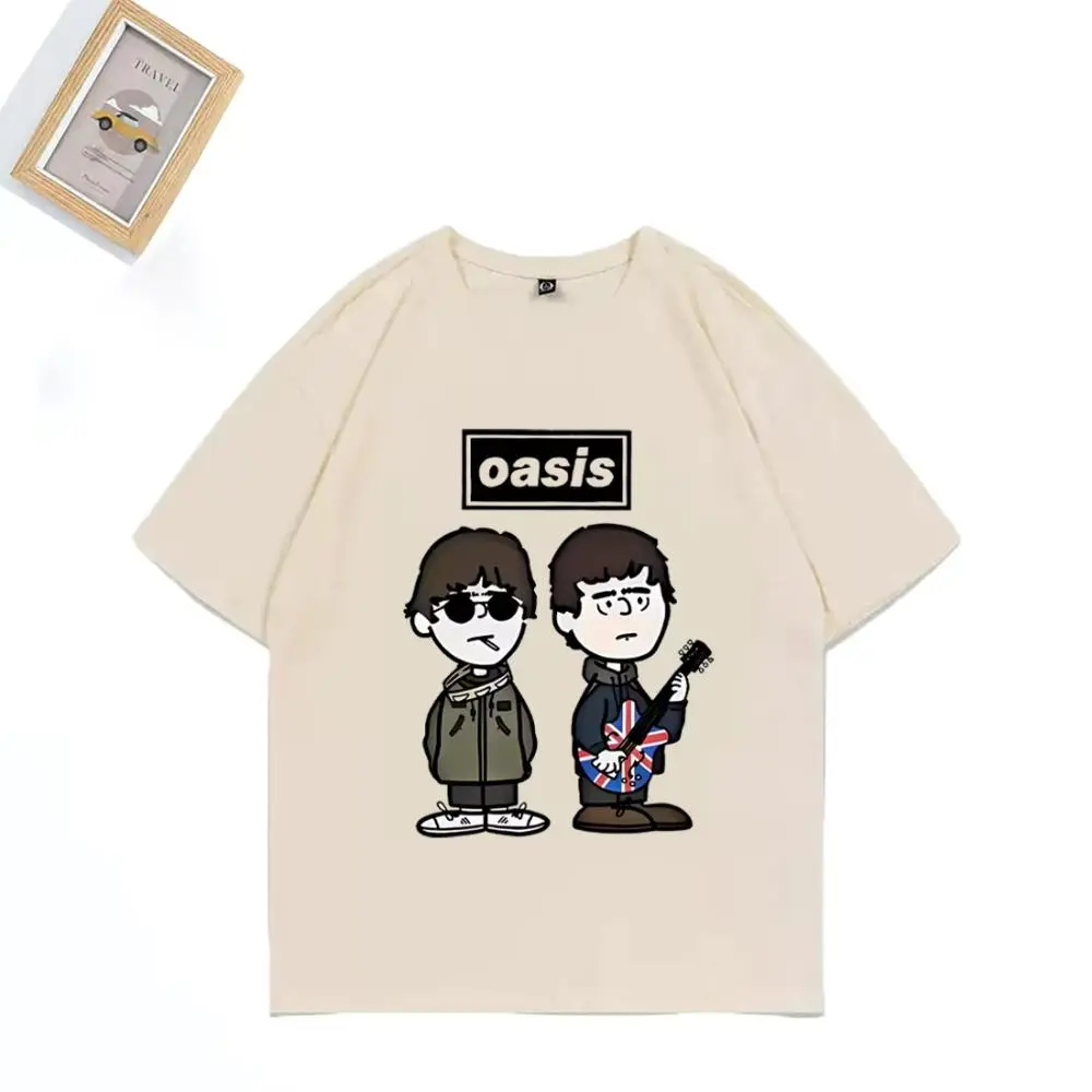 Women's 100% Cotton Oversized Graphic T-Shirt - Baggy Casual Normal Type Oasis Print Streetwear Top, Short Sleeves, Loose-Fit, All Seasons, Machine Washable Clothes, OOTD Ideas