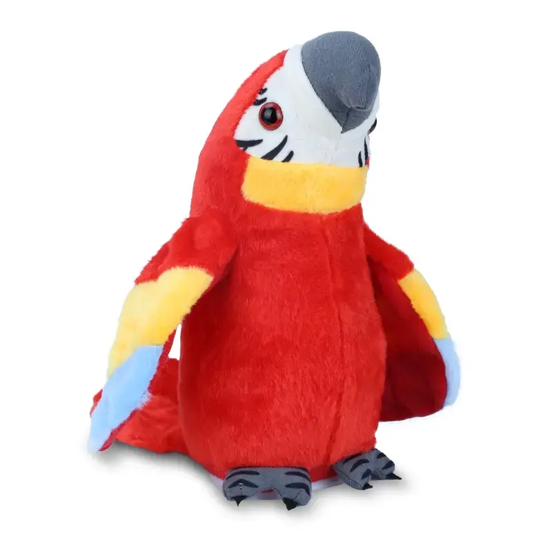 Talking Parrot Toy with Flapping Wings -Interactive Plush Bird Repeats What You Say IFunny Recording Talking Stuffed Animal Giftfor Kids, Toddlers & Babies - Red