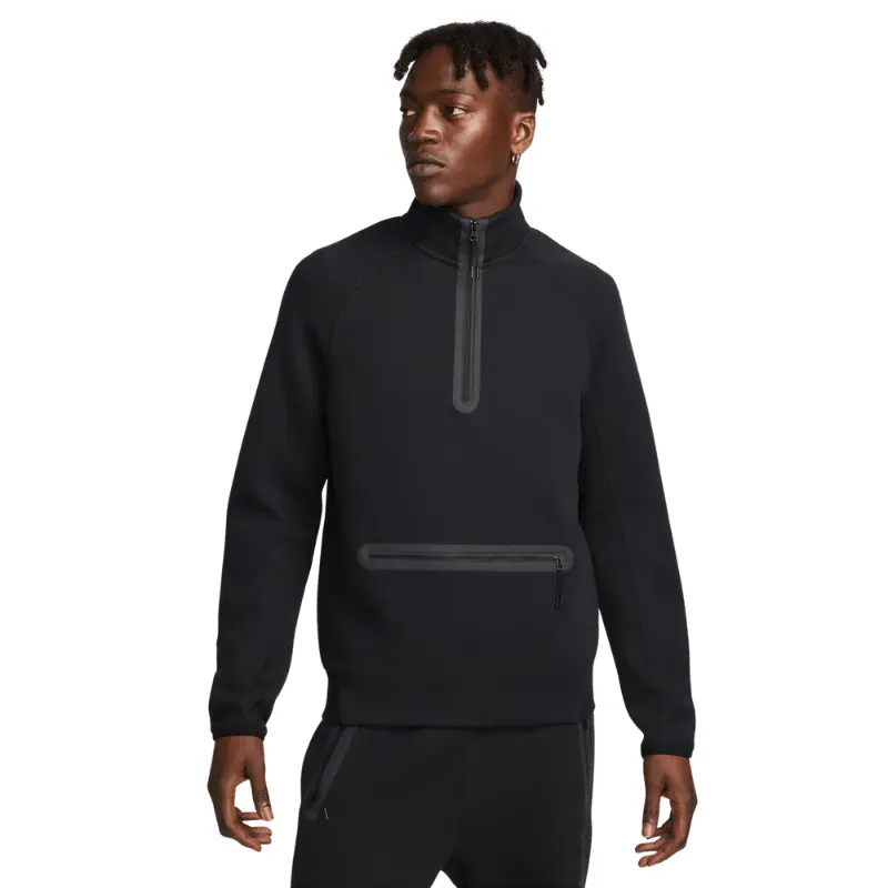 Men's Nike Sportswear Tech Fleece Half-Zip Sweatshirt - Cotton-Polyester Blend, Elastic Sleeves, Thin, Relaxed Fit, Athletic Design, Pocket, Menswear, Casual Wear, Sporty Chic
