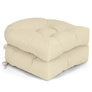 Tufted Dining Chair Cushion for Outdoor Use Waterproof Non-Slip Base Slow-Rebound Fabric Silk Cotton Filling Comfortable Year-Round Use Includes Straps for Secure Attachment