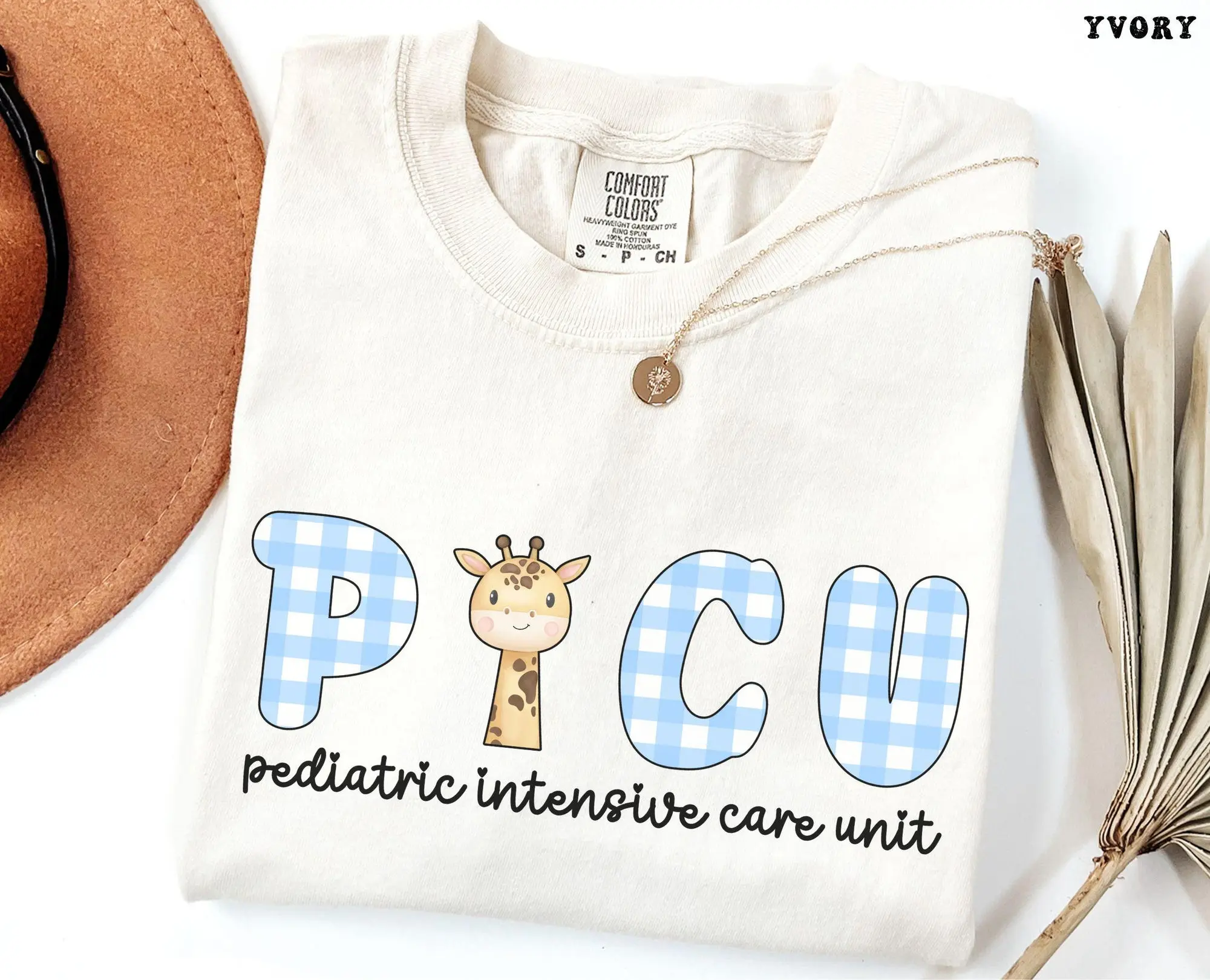 Pediatric Intensive Care Unit Nurse Comfort Colors Shirt Blue Gingham PICU Graduation Gift Nurse Appreciation Present Picu Student Tshirt